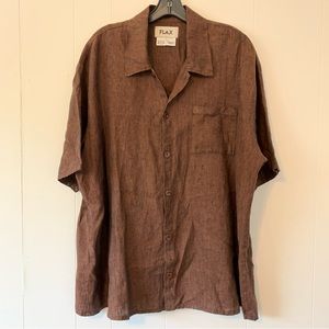 Men’s Flax 100% Linen Button Down Short Sleeve Shirt size M